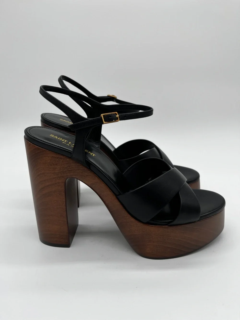 Saint Laurent Bianca Platform Sandals Bianca Leather Black - 40 (US 10) - Picture 9 of 14